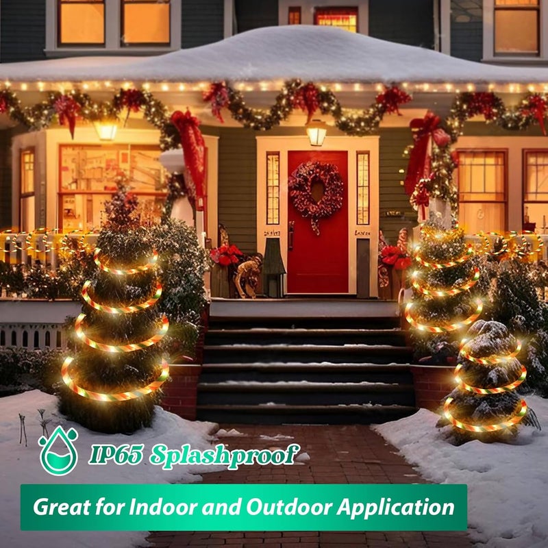 Vigdur Christmas Candy Cane Lights - 18FT LED Candy Cane Rope Lights Outdoor Waterproof Decorative Christmas Lights for Holiday Party Home Patio Indoor Xmas Decorations(216 LEDs) - Image 3